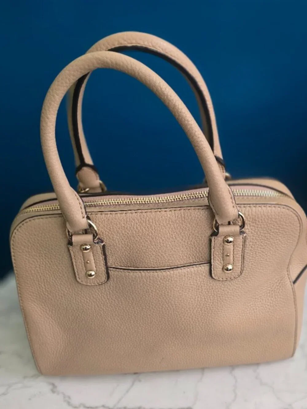 Michael Kors Sandrine Medium Leather Satchel Taupe Beige Tassel Handbag